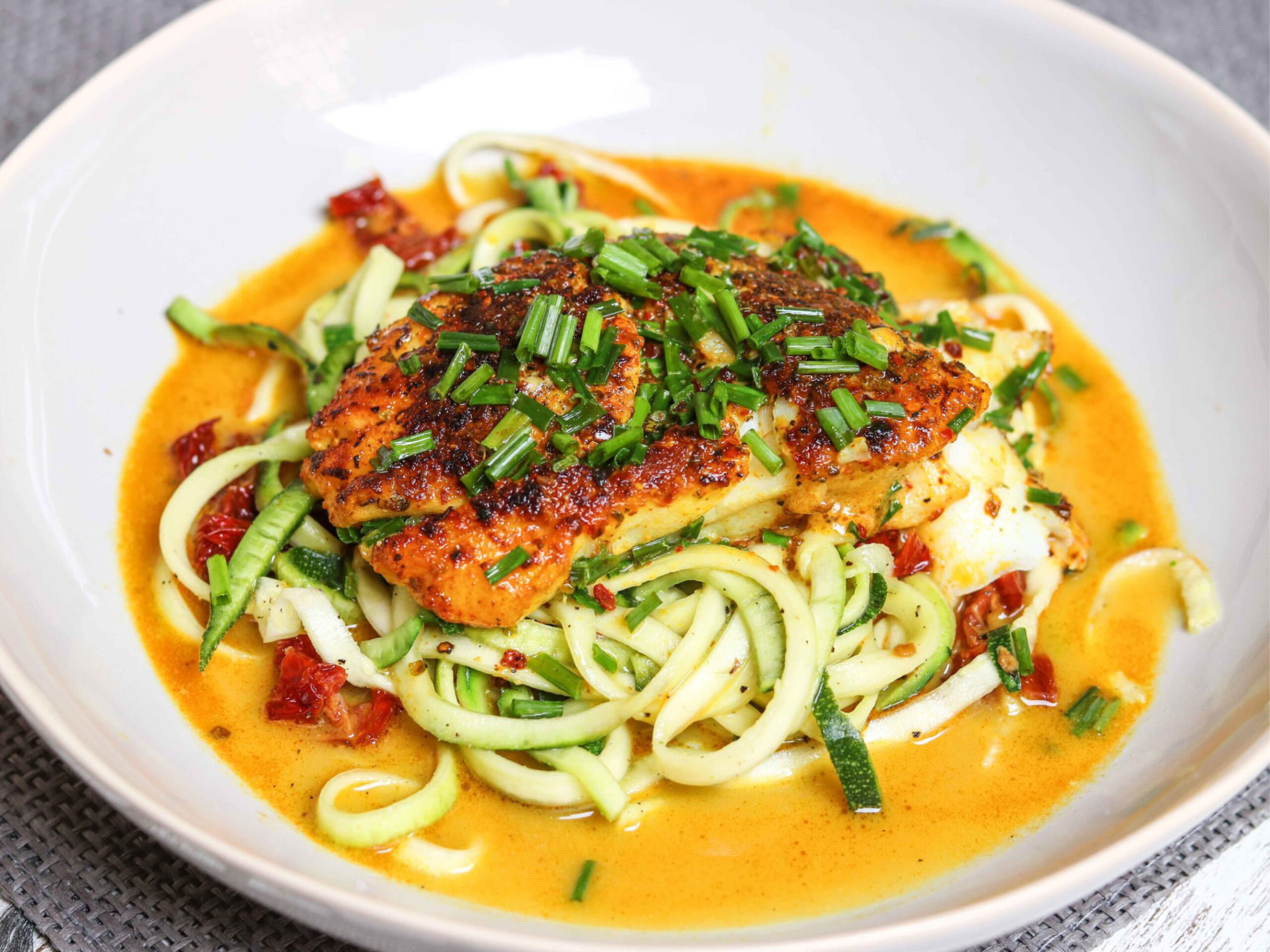 Cod with Creamy Zoodles