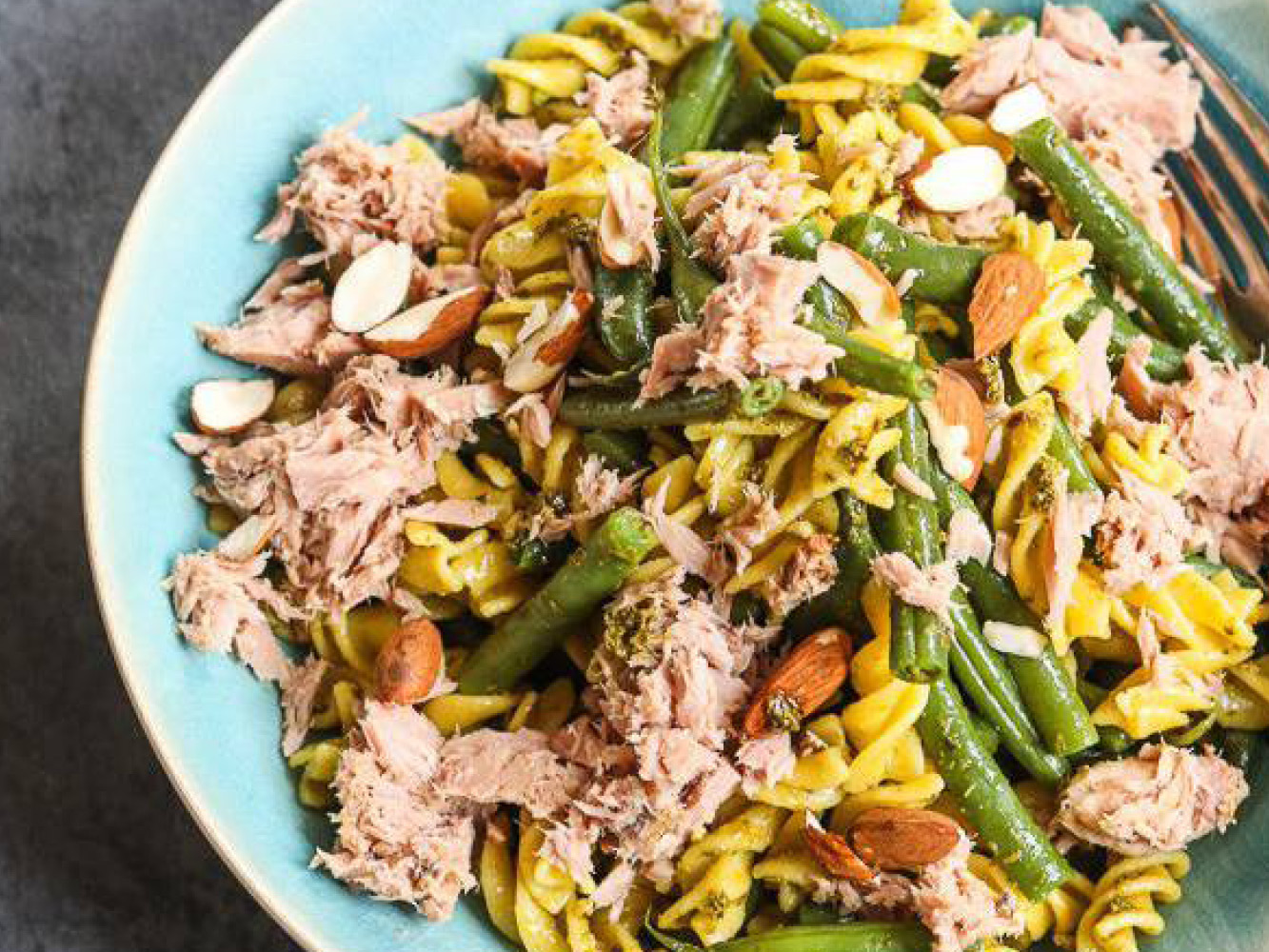 Pesto Pasta with Tuna & Almonds